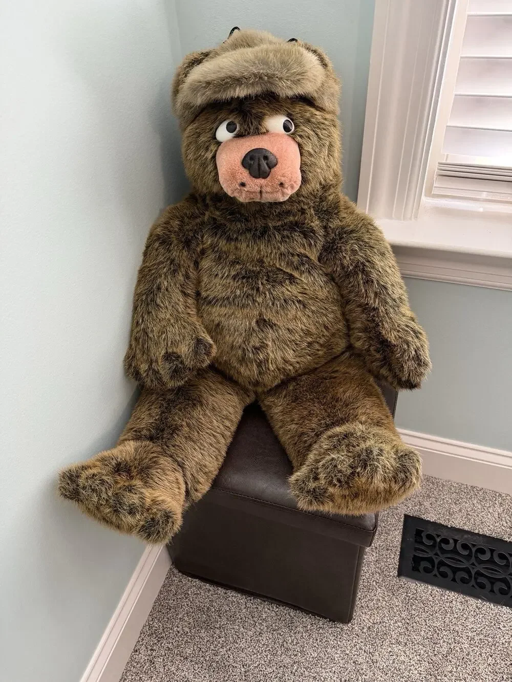 Boris North American Bear Co. with Furry Winter Hat Sideways Glance 31 inch